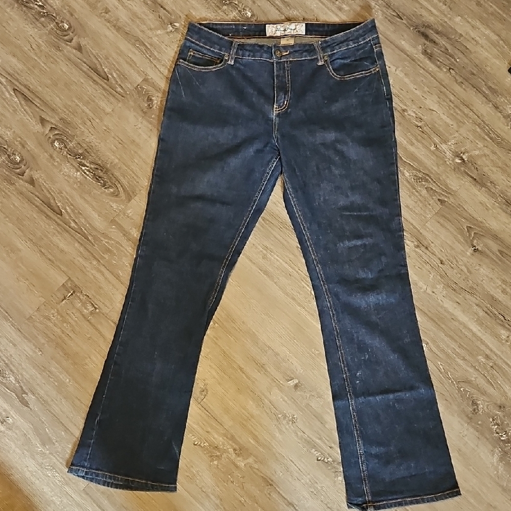 Blue Flare Wide Leg Jeans with Subtle Fading